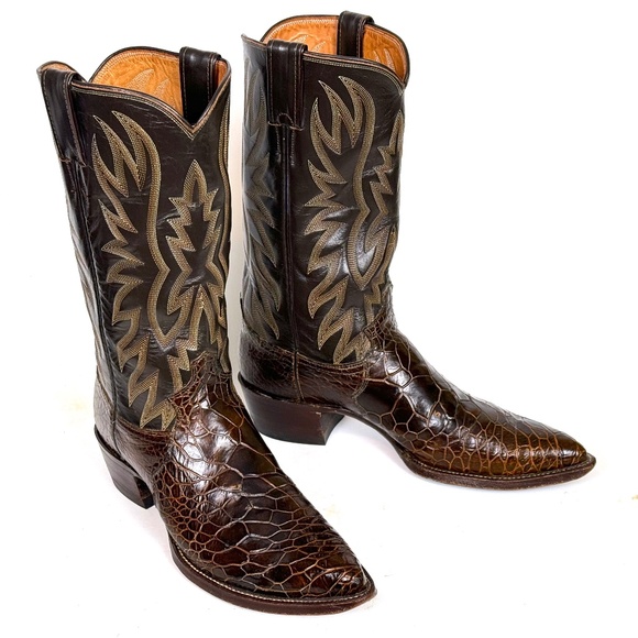 Justin Cowboy Boots - Chocolate Brown Mens Sz 8.5B Excellent Vtg Cond X-toe 9201 - Picture 4 of 12